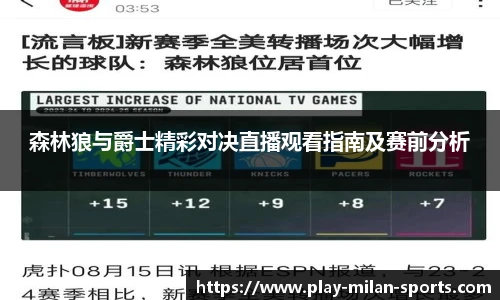 森林狼与爵士精彩对决直播观看指南及赛前分析